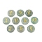 10Pcs 10 Styles Natural Green Aventurine Cabochons, Flat Round with Gold Stamping Pattern, 18~18.5x4.5~6mm, 1pc/style