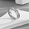 304 Stainless Steel Crystal Rhinestone Finger Rings, Stainless Steel Color, US Size 7(17.3mm)