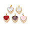 Brass Micro Pave Cubic Zirconia Pendants, Cadmium Free & Nickel Free & Lead Free, Real 18K Gold Plated, Heart, Mixed Color, 15.5x13x7mm, Hole: 5x2.5mm