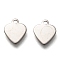 Non-Tarnish 201 Stainless Steel Charms, Laser Cut, Heart, Stainless Steel Color, 9x8x0.5mm, Hole: 1.2mm