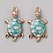Alloy Enamel Pendants, Tortoise, Colorful, 24x13.5x4mm, Hole: 1.8mm
