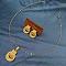 Alloy Pendant Necklace & Stud Earring Sets for Women, Golden, Ring, 405mm & 35x22mm