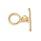 Eco-friendly Brass Toggle Clasps, Cadmium Free & Lead Free, Long-Lasting Plated, Ring, with Jump Rings, Real 24K Gold Plated, Ring: 10x7.5x1mm, Bar: 3.5x15x1.5mm, Hole: 1.2mm