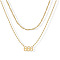 304 Stainless Steel Figure Pendant Double Layer Necklaces for Women, Golden, Number 666, 17.72 inch(45cm), 2pcs/set