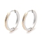 304 Stainless Steel Textured Huggie Hoop Earrings for Women, with 316 Surgical Stainless Steel Ear Pins, Golden & Stainless Steel Color, 2x19.5mm