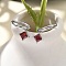 304 Stainless Steel Micro Pave Cubic Zirconia Hoop Earrings, Rhombus, Stainless Steel Color, Dark Red, 20mm, Pin: 0.8mm