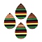 Jamaican Colour Epoxy Resin & Walnut Wood Pendants, Geometric Charms, Teardrop, 36x25x3.5mm, Hole: 2mm