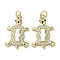 Brass Micro Pave Cubic Zirconia Pendants, with Shell, Tortoise, Real 18K Gold Plated, 22.5x14.5x3mm, Hole: 3mm