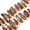 Natural Quartz Crystal Beads Strands, Faceted, Dyed, Nuggets Stick, with Seed Beads, Coconut Brown, 11~25x3~9x4~10mm, Hole: 1~1.2mm, about 19~26pcs/strand, 7.09~7.48''(18~19cm)