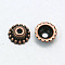 Tibetan Style Alloy Caps, Cadmium Free & Nickel Free & Lead Free, Red Copper, 8x3mm, Hole: 2mm