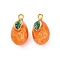 304 Stainless Steel Enamel Pendants, Ion Plating(IP), Real 18K Gold Plated, Orange, 15x8.5x10mm, Hole: 1.4mm