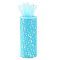 Polyester Ribbons, Glitter Metallic Ribbon, Sparkle, Cyan, 5-7/8 inch(150mm), 25yards/roll