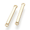 Brass Links connectors, Nickel Free, Real 18K Gold Plated, Cuboid, Golden, 15x2x1.5mm, Hole: 1mm
