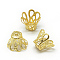 Plated Iron Bead Caps, Flower, 4-Petal, Filigree, Golden, 11x8mm, Hole: 1.5mm