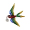 Swallow/Phenix Rhinestone Enamel Pins, Alloy Lapel Pins for Backpack Clothes, Colorful, 70x50mm