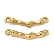 304 Stainless Steel Curved Textured Stick Connector Charms, Real 18K Gold Plated, 6.5x25x3.5mm, Hole: 1.6mm