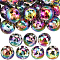 20Pcs UV Plating Acrylic Printed Beads, Bead in Bead, Iridescent, Round, Black, 16x15mm, Hole: 2.2mm