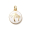 Brass Enamel Pendants, Coconut Tree, Rack Plating, Long-Lasting Plated, Cadmium Free & Lead Free, Real 18K Gold Plated, with Jump Ring, White, 15x13x3mm, Hole: 3mm