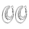European and American Fashion Multi-layer Circle Bead Stainless Steel Hoop Earrings, Trend Simple and Versatile Stainless Steel, Stainless Steel Color, 34.5x2mm