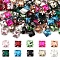 80Pcs 10 Colors Sew on Rhinestone, Multi-strand Links, Glass Rhinestone, with Brass Prong Settings, Garments Accessories, Faceted, Square, Platinum, Mixed Color, 8x8x5.5mm, Hole: 0.8~1mm, 8pcs/color