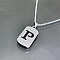 Rectangle with Laser Cut Letter 201 Stainless Steel Initial Pendant Necklaces, Stainless Steel Color, Letter P, 23.62 inch(60cm)