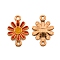 Alloy Enamel Links Connectors, Daisy, Light Gold, Red, 18.5x12.5x3mm, Hole: 1.5mm