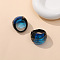 Glass Finger Rings for Women, Deep Sky Blue, Inner Diameter: 18mm