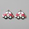 Alloy Enamel Pendants, Vehicle Charms, Platinum, Car, Cerise, 18.5x21x2mm, Hole: 1.8mm
