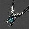 Luminous Rectangle with Constellation Alloy Glass Pendant Black Braided Imitation Leather Cord Necklaces, Platinum, Dark Cyan, Libra, 19.69 inch(50cm)