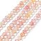 Transparent Crackle Glass Beads Strands, Rondelle, Faceted, Pink, 6x5~5.5mm, Hole: 1mm, about 83pcs/strand, 16.50 inch(41.9cm)