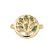 Brass Pave Clear and Green Cubic Zirconia Hollow Connector Charms, Tree of Life Links, Real 16K Gold Plated, 17x22.5x3.5mm, Hole: 1mm