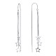 Rhodium Plated 925 Sterling Silver Star with Chain Tassel Dangle Earrings JE1045A-1