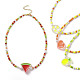Collier pendentif fruit en émail acrylique avec chaînes de graines de verre pour femme NJEW-JN04293-1