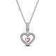 TINYSAND 925 Sterling Silver Dual Hearts Cubic Zirconia Dangle Charm Necklace TS-CN-044-1