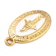 黄金の合金エナメルペンダント  長持ちメッキ  奇跡のメダルの聖母  オーバル  ホワイト  21x12x1.5mm  穴：1.7mm KK-P197-16B-2