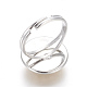 調整可能なシェル指輪  真鍮パーツ  フラットラウンド  プラチナ  桃パフ  usサイズ7 1/4(17.5mm) RJEW-F083-C03-4