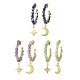 3 paio di orecchini a mezzo cerchio con perline miste naturali a 3 stili EJEW-TA00322-1