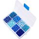 PandaHall About 1900pcs 6/0 Round Glass Seed Beads with Box Set Value Pack Jewelry Making Findings Diameter 4mm Blue SEED-PH0006-4mm-03-5