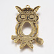 Style tibétain grand hibou dos ouvert pendentif supports cabochons pour Halloween X-TIBEP-768-AG-NR-2