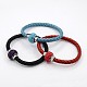 Fashionable Unisex Stainless Steel Braided Leather Cord Bracelets BJEW-L237-07-1