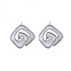 Brass Micro Pave Clear Cubic Zirconia Stud Earring Findings with Enamel KK-S356-624P-NF-2