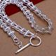 Popular Silver Plated Brass Trapezoid Link Chain Necklaces NJEW-BB12869-2