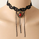 Borla collar de encaje gargantilla de estilo gótico de la moda X-NJEW-N0052-284-1