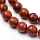 Faceted Round Natural Red Jasper Bead Strands G-L377-20-12mm-1