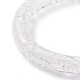 女性のためのアクリル製のカーブチューブ分厚いストレッチ ブレスレット  ホワイト  内径：2-1/8インチ（5.3cm） BJEW-JB08134-01-4