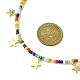 304 collier plastron à breloques étoiles en acier inoxydable avec chaînes de perles de rocaille en verre NJEW-TA00103-3