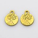 Flat Round with Tree of Life Plating Zinc Alloy Pendants PALLOY-N0104-02AG-1