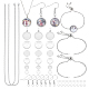 UNICRAFTALE DIY Blank Dome Jewelry Set Making Kit Blank Pendant Cabochons Settings & Earring Hooks & Slider Bracelet Making and Chain Necklace Jump Ring for DIY Bracelet Necklace Jewelry Making DIY-UN0050-27-1