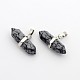 Natural & Snowflake Obsidian Double Terminated Pointed Pendants G-F177-13-1