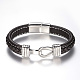 Men's Braided Leather Cord Bracelets BJEW-H559-21A-1